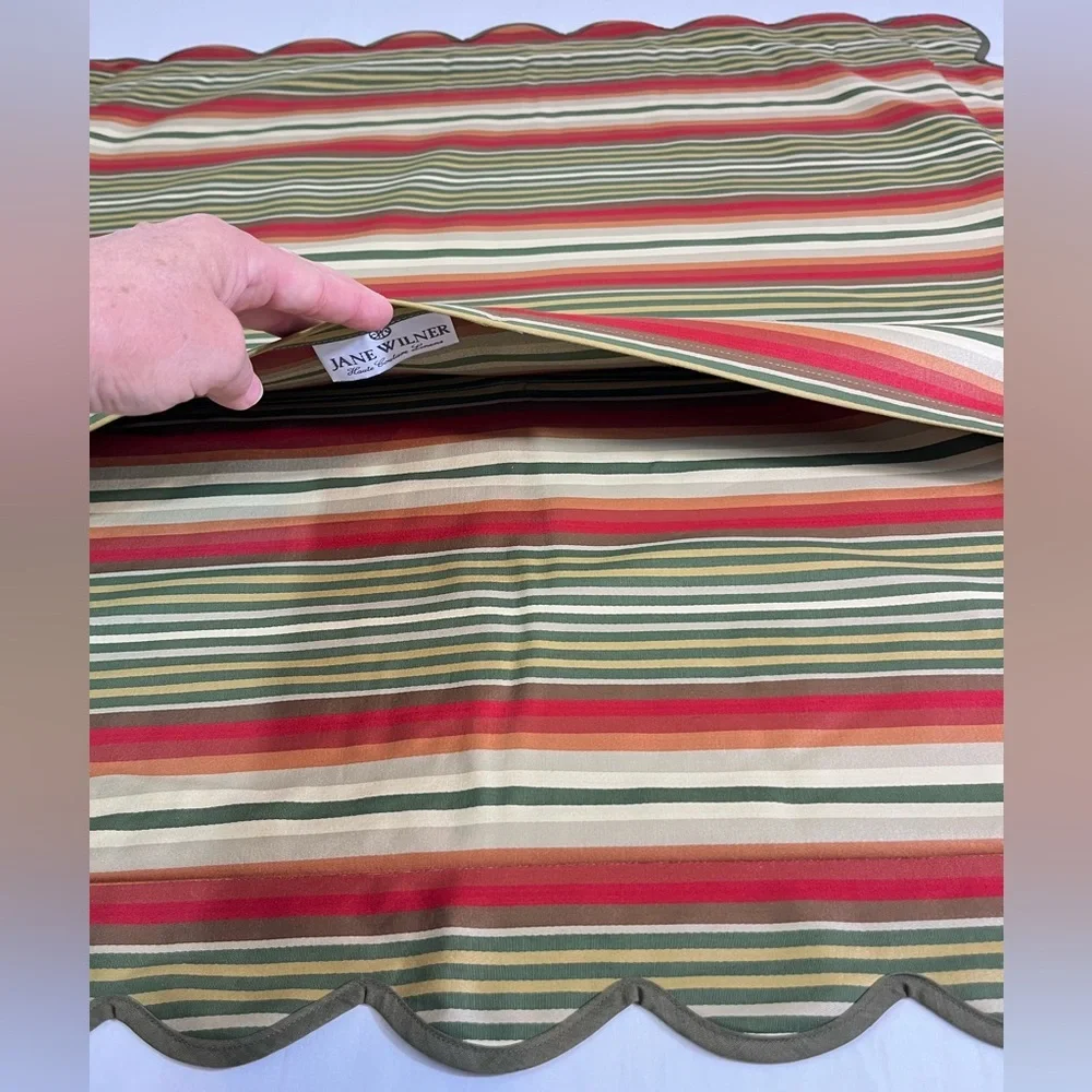 Jane Wilner 26” Striped Euro Sham Haute Couture Linens, 2.5” Scalloped Flange